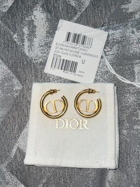 Dior Gold CD Hoop Earrings